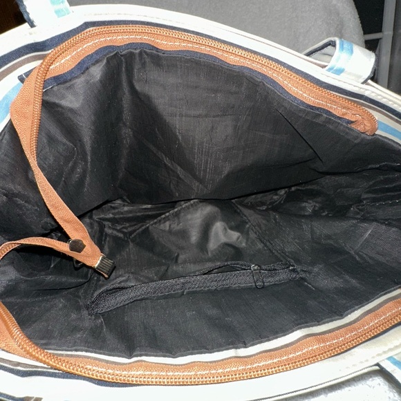 -SOLD-Kate Spade Stripped Canvas Tote Bag - Picture 10 of 15